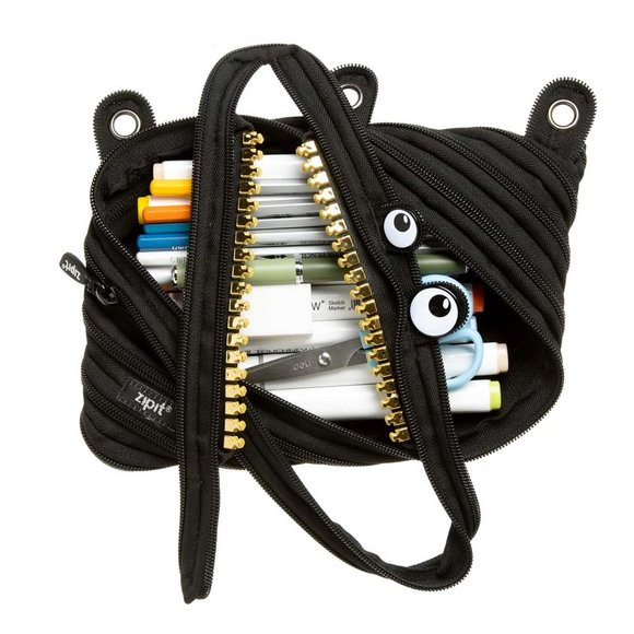 Zipit Grillz 3 Ring Pencil Case Pouch (Black) - Picture 2 of 3